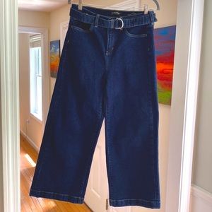 Ankle length Banana Republic premium denim, high rise wide-leg jeans.